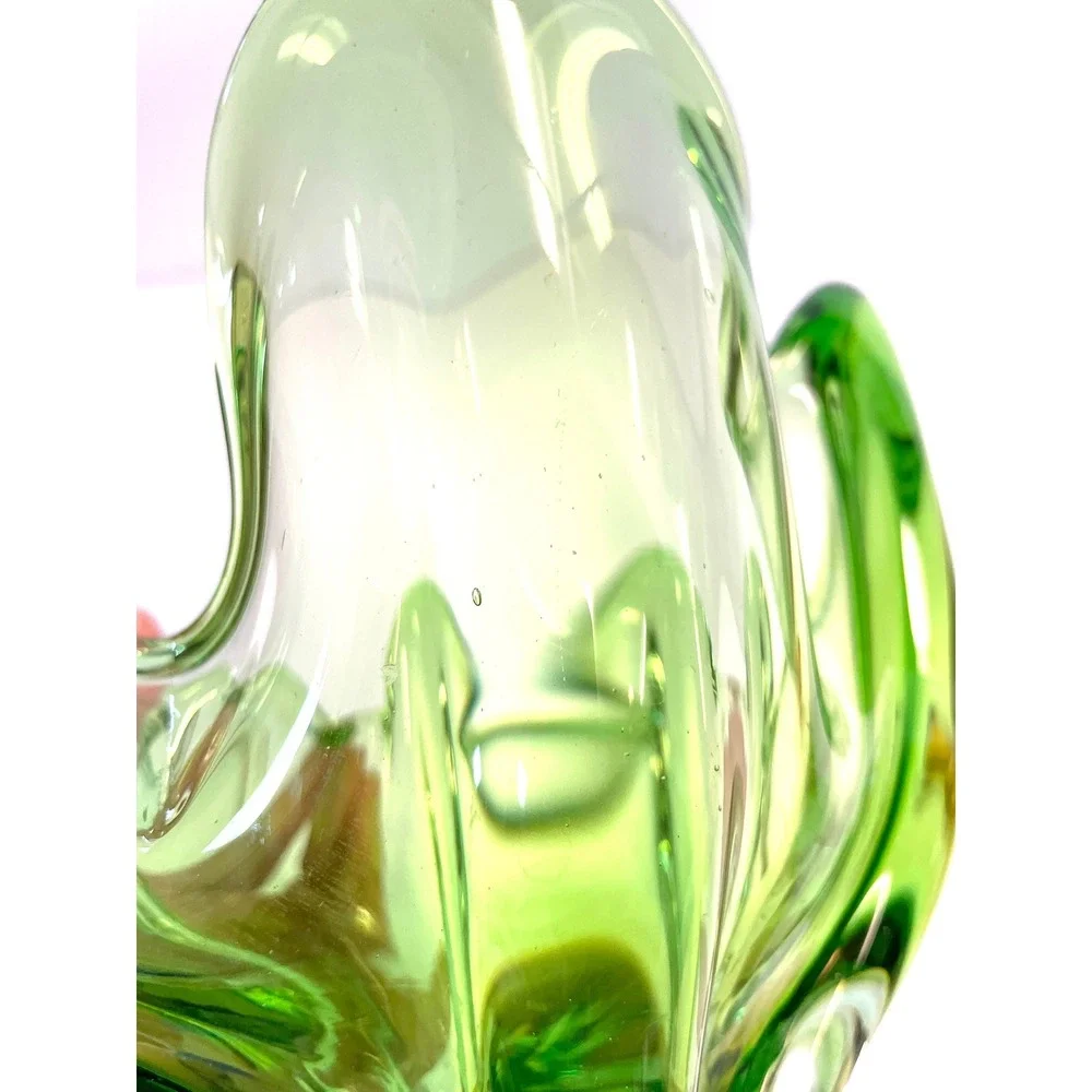 Vintage Mid century‎ green art glass handkerchief bowl - Picture 8 of 11